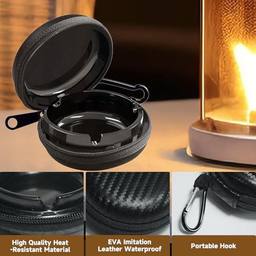 Taschenaschenbecher - Tragbarer Metall-Aschenbecher Mit Schlüsselring, Geruchssicher (Schwarz)