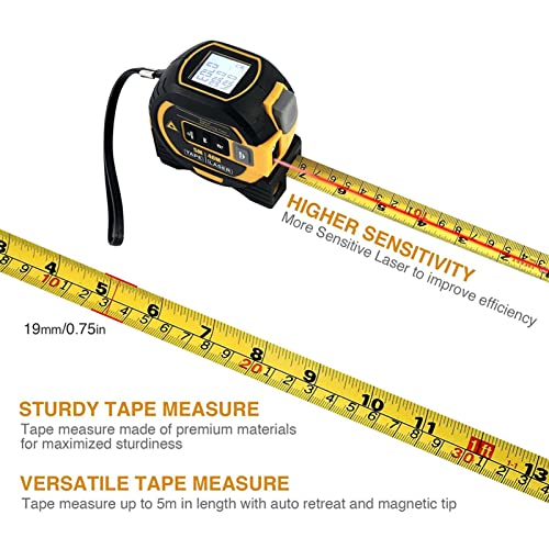 Tape Measure, 3 In 1 Digital Distance Meters With Lcd Display, 40M Measure, 5M Tape Measure, Vertical Cross Line, Measuring Area/Volume/Distance Tool #TOP6