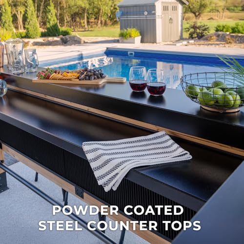 Backyard Discovery Palisade 9' x 6' Cedar Wood Outdoor Bar Set with Galvanized Steel Roof, Bar Top, Shelving, Snow Load Support, Wind Resistance, PowerPort for Patio, Deck, Entertaining - image 7