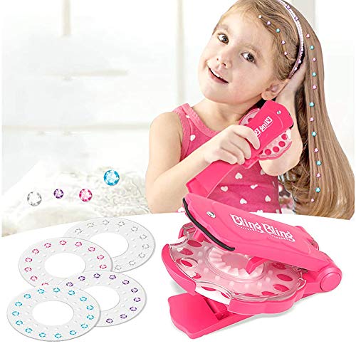 FSIGOM Kit de perçage ultime livré avec un outil de coiffage glamour et 180 pierres précieuses – Chargez le clic sur les cheveux, les vêtements, tout (rose)