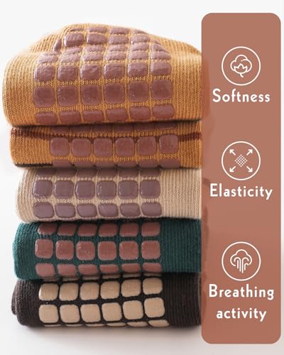Kyopp 5 Paar Stoppersocken Baby Kleinkinder ABS rutschfeste Socken Tiermotive Kindersocken Animals Baumwolle Crew Socks