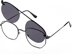 Armação de Óculos Hexagonal Para Grau Clip On 2 em 1 Polarizado Modelo Ângulus Fixação Magnética Imã S8009 Unissex Diversas Cores