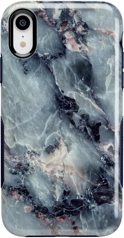 Casely Funda para iPhone XR  Funda de mármol azul