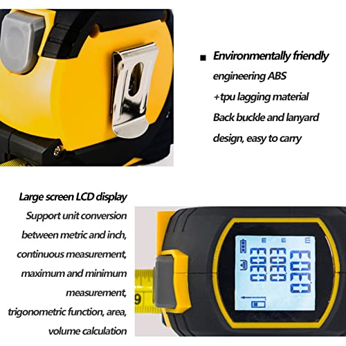 Tape Measure, 3 In 1 Digital Distance Meters With Lcd Display, 40M Measure, 5M Tape Measure, Vertical Cross Line, Measuring Area/Volume/Distance Tool #TOP5