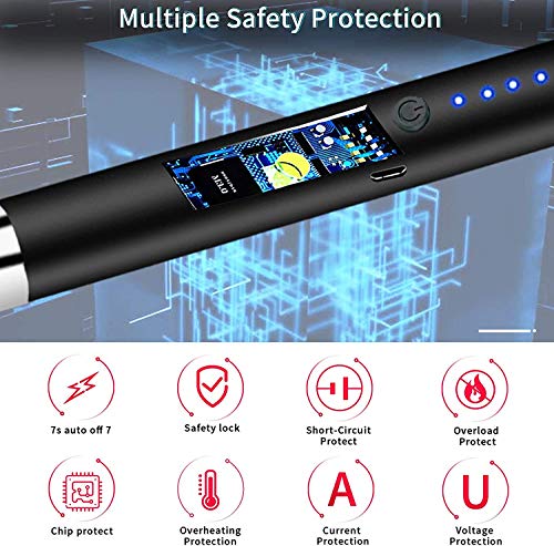 Isqueiro de vela com arco elétrico USB com interruptor de segurança, recarregável, portátil, à prova