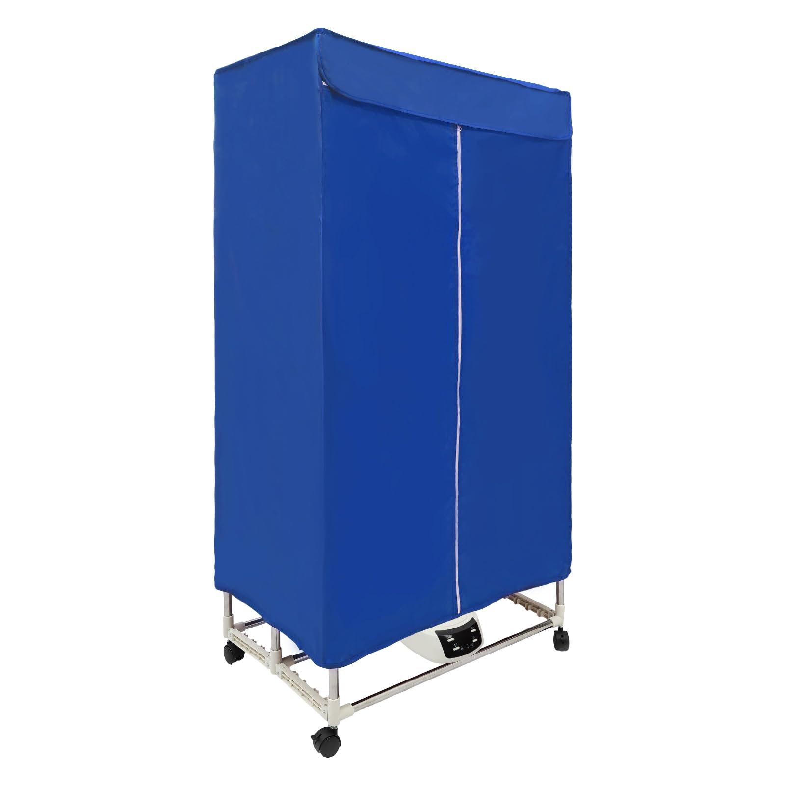 Elektryczna suszarka na pranie, 1200-1500 W, 60-70°C, 70 x 50 x 150 cm, 4,3 kg, z pokrywą zewnętrzną, pilot zdalnego sterowania, do domów, mieszkań, akademików (niebieska)
