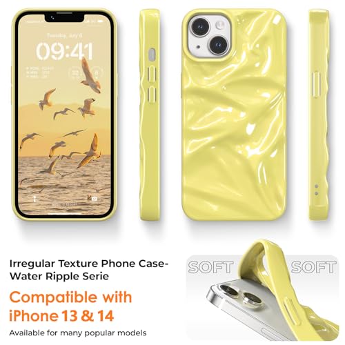 ZCDAYE Glossy Water Ripple Case for iPhone 13/14, Cream Yellow - image 2