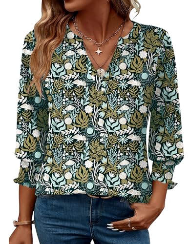 LOMON Women's 2025 Fashion Tops 3/4 Length Sleeve Business Casual Blouses Summer Tees Shirts