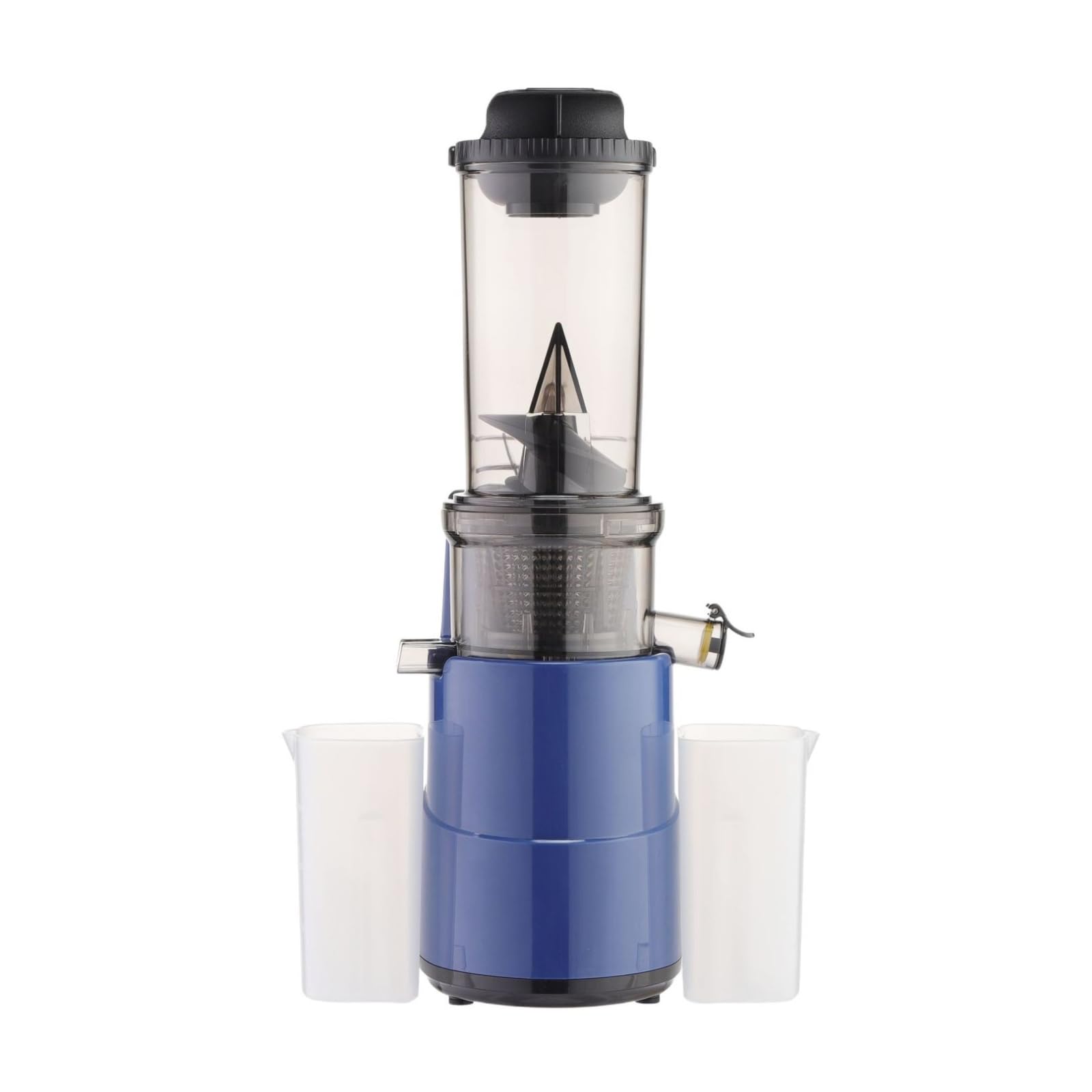 Extracteur de Jus Électrique Appareil à Jus Masticateur à Basse Double Chambre avec Gobelets Séparés Anti Bourrage et Tube d'Alimentation, Bleu, Extracteur De Jus Vertical