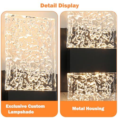 Image of Modern Matte Black 4 Lights Bathroom Vanity Light, Eleglant LED Bathroom Light Fixtures Over Mirror, Dimmable Acrylic Shade Wall Lighting Fixtures, Hardwired Wall Light(H9.25in, L28.35in)