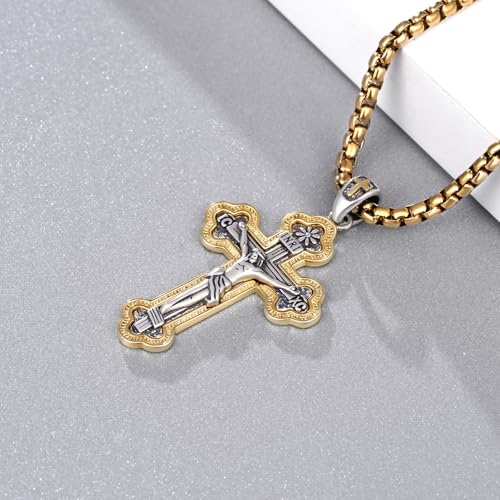 Orthodox Cross Necklace Men 925 Sterling Silver Orthodox Cross Necklace Religious Jewelry Gifts for Men3