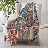 SHAARIKuscheldecke Flauschige extra weich & warm Wohndecke Flanell,Bunte Vintage orientalische marokkanische FliesenSofadecke oder Bettüberwurf, 150x200cm