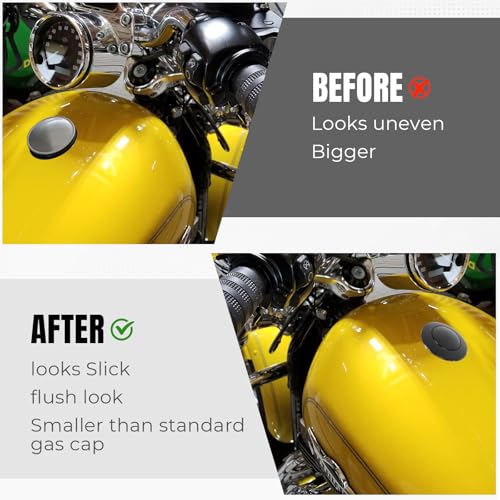 Image of BHB Motorcycle Fuel Tank Pop-up Fuel Gas Oil Tank Cap Compatible With Harley Davidson Regular Thread 1982-2018 (Black)