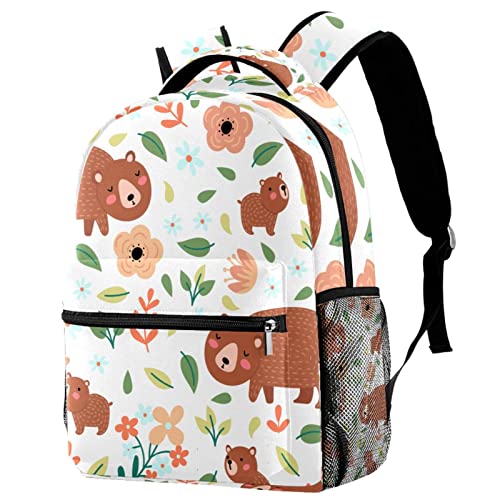 Mochila para portátil de viaje unisex bolsa floral de osos