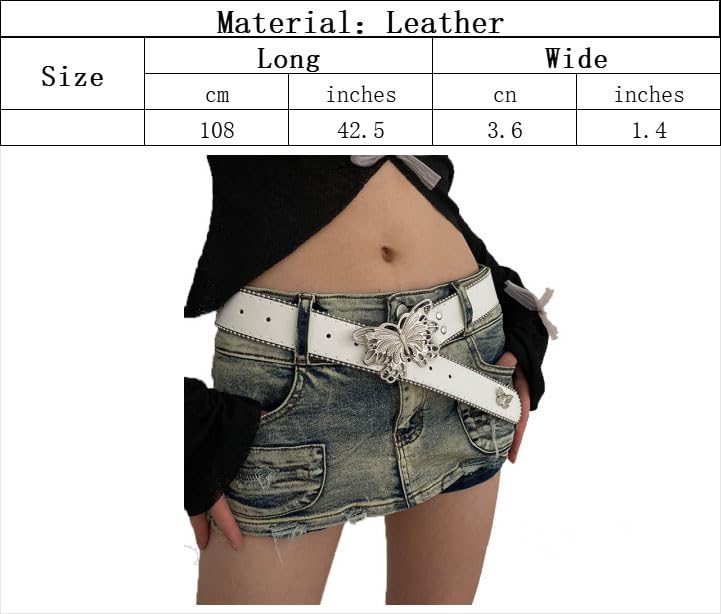 Pooyikoi Ladies Pink Belts Y2K Spice Girls Style Belts Bow Buckle Belt Retro Casual Belt Gothic Denim3