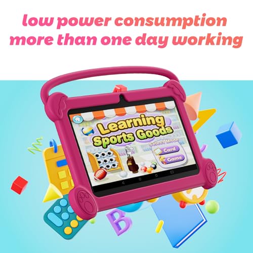 Image of DIGITHINK Kids Tablet 7 inch 3-9 with Protective Case, 4GB RAM 32GB ROM, Toddler Tablets, Andriod Educational Learning Device,Prarent Control, Netflix,YouTube,aiwawa apps (Rose Red)