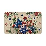 Artoid Mode American Star Flowers 4TH of July Doormat, Memorial Day Home Decor Low-Profile Switch Rug Door Mat Floor Mat for Indoor Outdoor 17x29 Inch