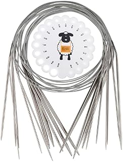 Aeelike Circular Knitting Needles Set 60 cm, Circular Knitting Needles UK 11 Pack for Beginners, Metal Round Knitting Needles with Needle Gauge, Cable and Circular Needles for Socks Hats Knitting