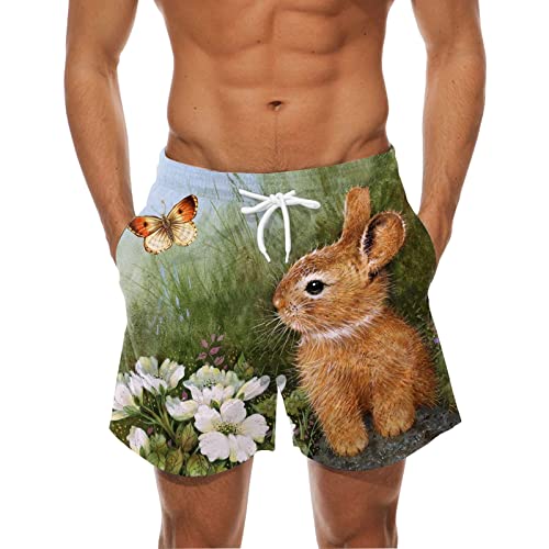 Shorts Men Lightweight Graphic Printed Mens Swim Trunks Quick Dry Beach Shorts For Men Bathing Suits Beach Wear Mens Swim Shorts With Compression Liner Mens Golf Shorts Green #TOP9