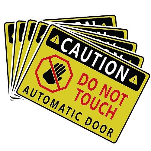 Image of CVANU Caution Do Not Touch Automatic Door Warning Safety Self-Adhesive Waterproof PVC Vinyl Sign Sticker Size (11.7inchX8.3inch) Pack of 5