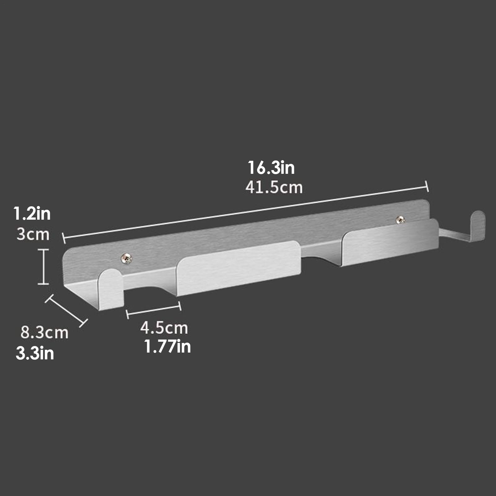 Porta pala per pizza, in acciaio , 41,5 x 8,3 x 3 cm, da parete, , organizer da cucina per spazzole, spatole, cucchiai, ristorante, negozio, casa, uso argento