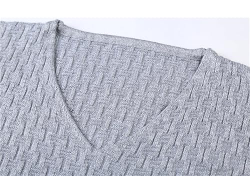 Men's V-Neck Slim Sweater Simple Fall Long Sleeve Thin Knitted Pullover Casual Fitted Jumper Top2