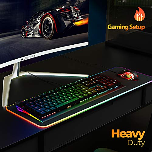 Image of ZEBRONICS ZEB-MAX PRO V2 Premium Mechanical Gaming Keyboard with 104 Tactile Switch Keys, 18 RGB LED Modes, Braided & Gold Plated USB Cable, Integrated Multimedia Keys, Key Removal Tool