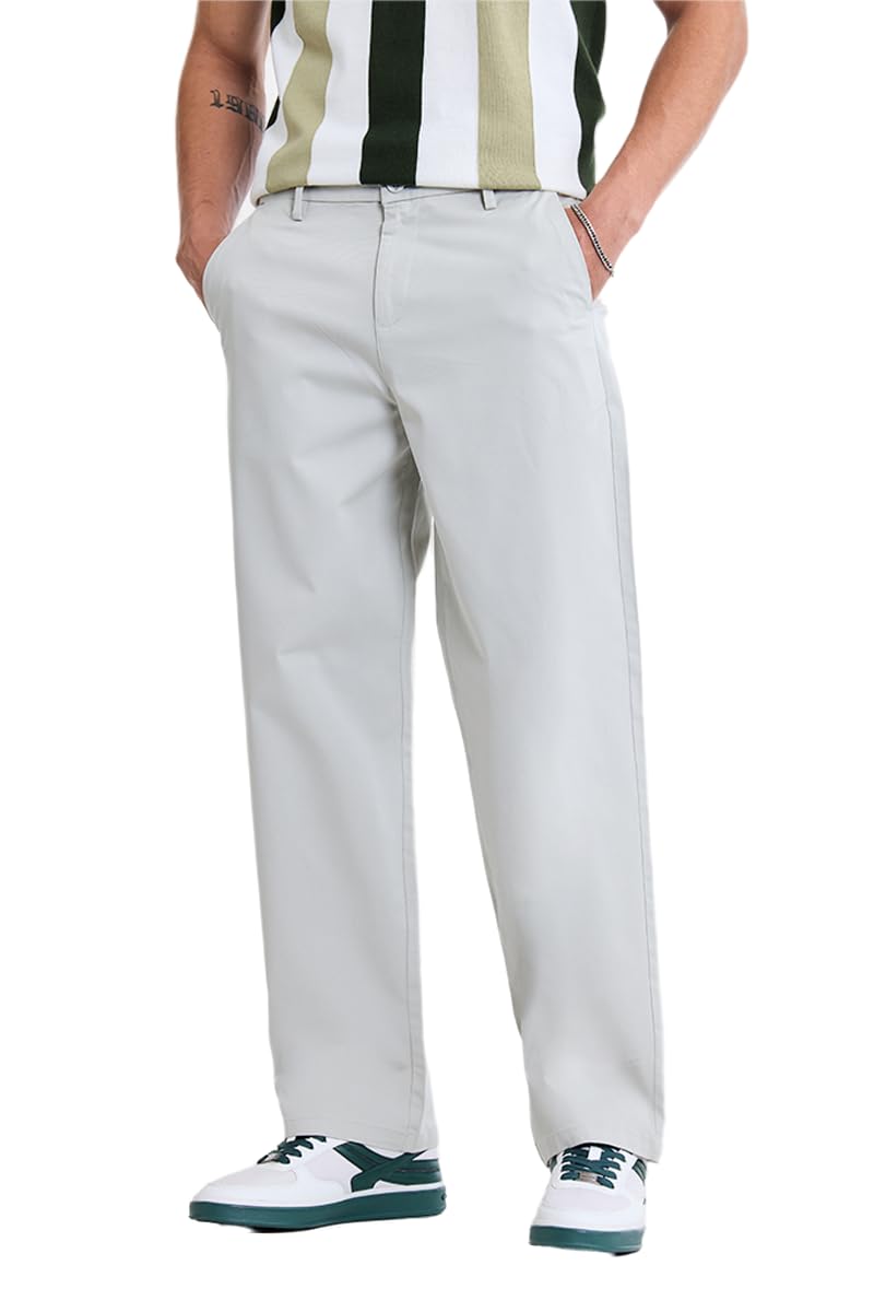 snitch Men Chinos Casual Wear | Baggy Fit Wide-Leg Mid Rise Plain Front Twill Weave Design | Breathable Cotton Blend & Medium-Stretch Fabric for Streetwear & Daily Outings-picture-56