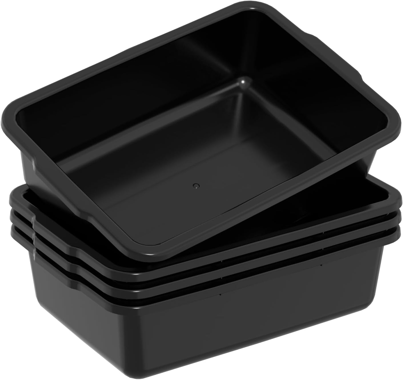 4-Pack Commercial Utility Bus Tubs, 23 L Plastic Bus Box, Dish Bins, Black