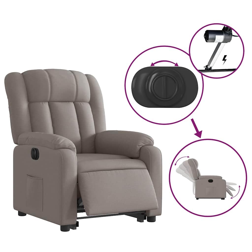 Poltrona Relax Elettrica Taupe Stoff Con Alzata