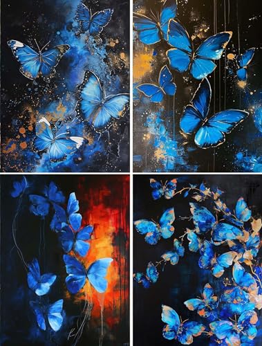 Peinture diamant papillons 5D, kit complet adulte et enfant, lot de 4 diamond painting 30x40cm