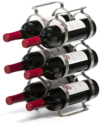 Mango Steam 6 Bottle Counter-Top Wine Rack - Storage Organizer For Kitchen Countertops, Pantry, Fridge - (Silver) #TOP3