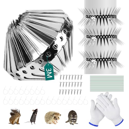 Preisvergleich Produktbild Marderschutz Fallrohr Edelstahl 300 cm,Marderabwehr Fallrohr Zubehör,Marderschutz,Waschbär Abwehr,Stacheldraht, Rattenabwehr,Kann Geschnitten Werden,für Haus,Dachrinne,Daum