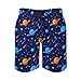 Summer Beach Shorts for Men, Fashion Quick Dry Board Shorts Cosmic Universe Stars Planets Blue Galaxy Art Lightweight Swim Trunks with Drawstring (M)