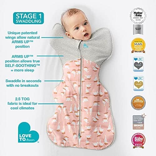 Love To Dream Swaddle UP, Baby Sleeping Bag, Self-Soothing Swaddles for Newborns, Improves Sleep, Snug Fit Helps Calm Startle Reflex, New Born Essentials for Baby, Warm 16-20°C, 6-8.5kg, Pink