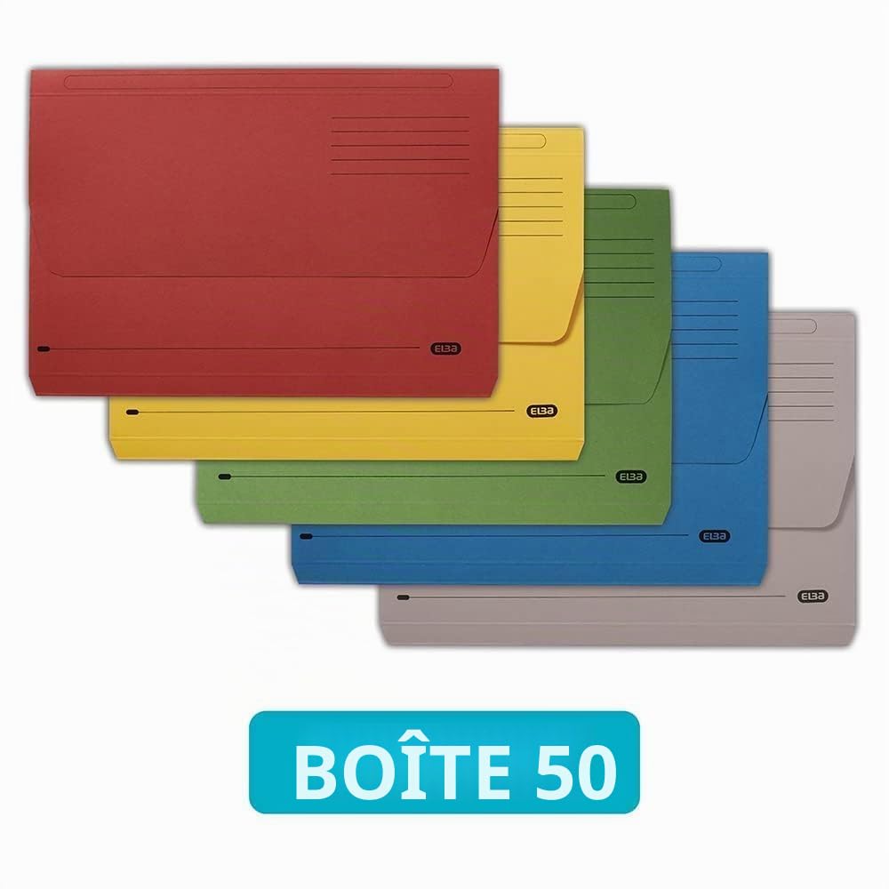 Elba Pochettes couleurs assorties Format A4 document (Boîte de 50)