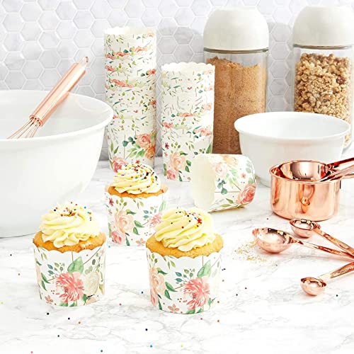 50 Pack Floral Cupcake Wrappers For Wedding, Watercolor Flower Paper Baking Cups And Muffin Liners For Tea Party (2.25 X 2.75 In) #TOP1