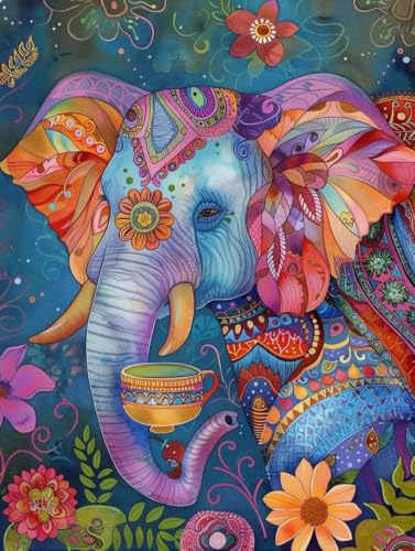 Broderie Diamant Éléphants pour Moments de Relaxation DIY Adulte
