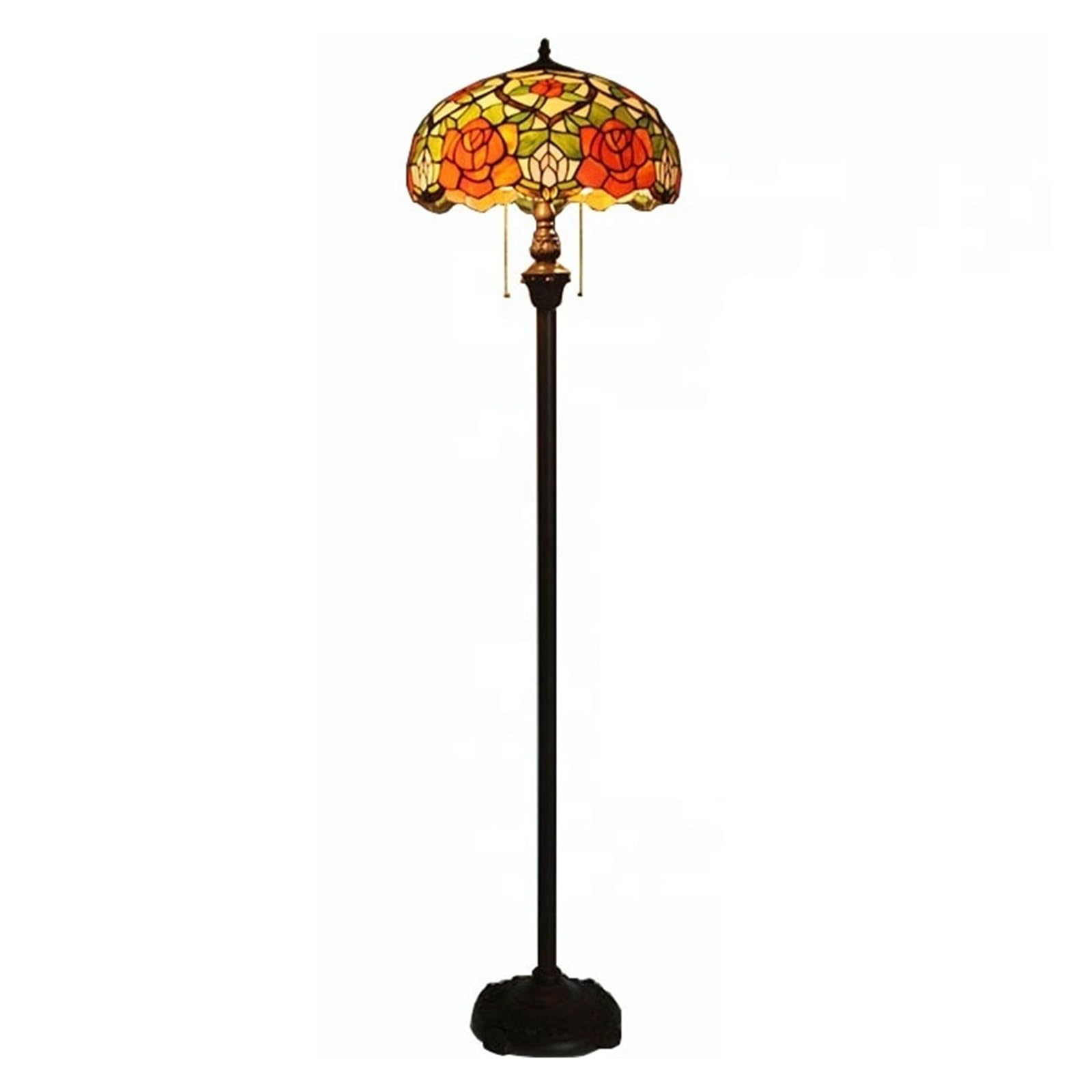 IUokLU 16 Inch European Stained Glass Lampshade Lights Rose Style Tiffany Floor Lamp