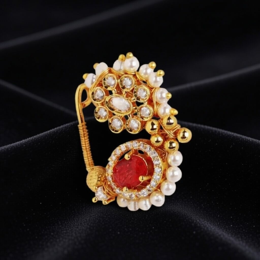 Efulgenz Indian Jewelry Nath Nathani Fake Nose Ring Stud Pin Jewelry
