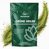 Grüne Entgiftungspulver – 200g Superfood Green Pulver Helfer– Pflanzenpulver mit Matcha, Gerstengras, Spirulina & Heidelbeere – Reich an Makro- Mikronährstoffen sowie Ballaststoffen