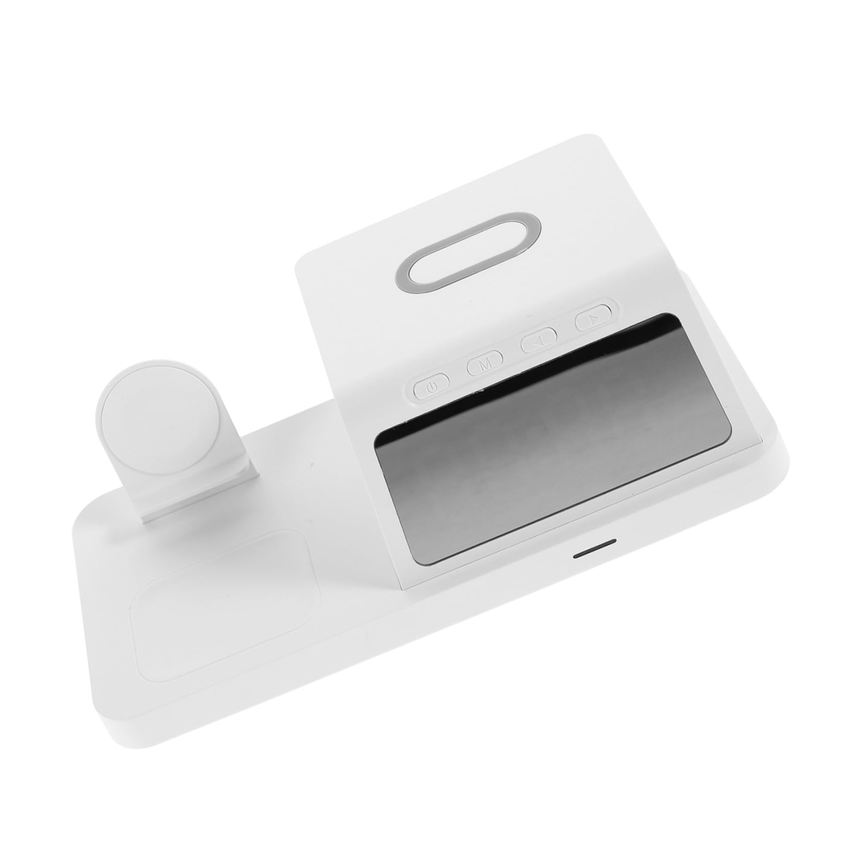 Stazione di Ricarica Bianco Wireless in 5-in-1 Abs 15w | Porta Type-c, Supporto da Comodino, Design Moderno e Minimalista, Uso in Ufficio o Arredamento Casa