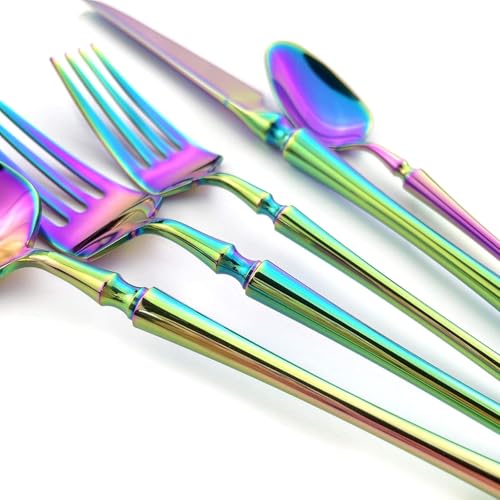 Image of aDai Mirror Finish 40-Piece Korean Vintage Style Flatware Set with Gift Box | Dishwasher Safe Stainless Steel Cutlery for Home, Restaurant & Gifting (Multicolour)