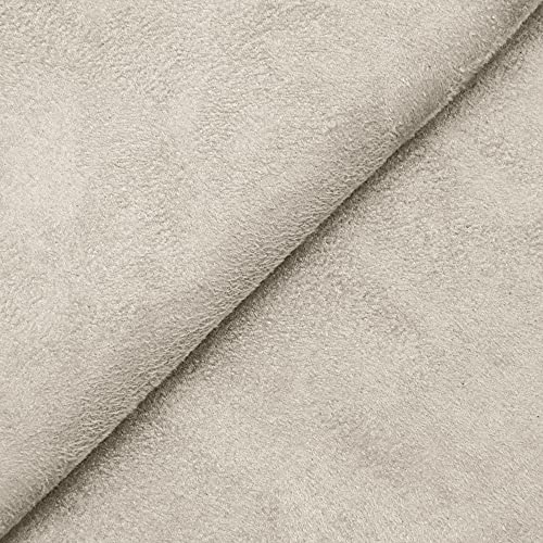 DESHOME Alessia - Tissu au mètre d'ameublement effet suède Microfibre suédine hydrofuge pour canapés, chaise, coussins, accessoires Gris lumière 1 mètre