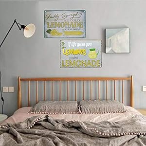 TISOSO If Life Gives You Lemons Make Lemonade Vintage Kitchen Decor Country Home Wall Metal Coffee Bar Sign Art Poster 2Pcs-8X12Inch TISOSO If Life Gives You Lemons Make Lemonade Vintage Kitchen Decor Country Home Wall Metal Coffee Bar Sign Art Poster 2Pcs 8X12Inch