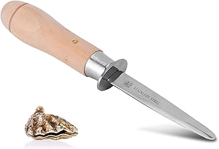 Oyster Knife, Oyster Shucking Knife with Wooden Handle Oyster Opener Tool for Seafood