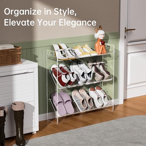 Étagère à chaussures en acrylique pour placard compact à 3 niveaux - 5
