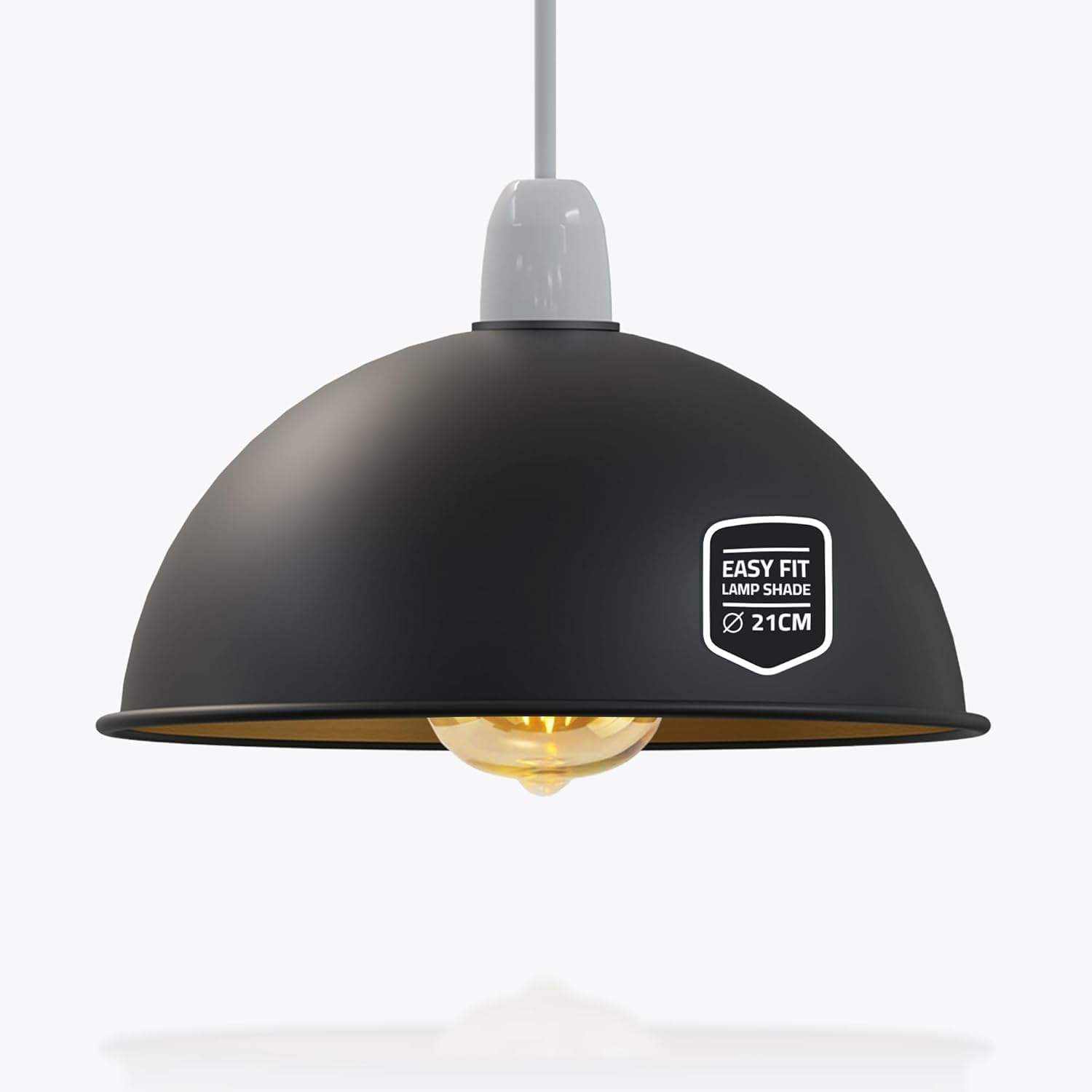 DC Voltage Metal Lamp Shades Living Room Ceiling Pendant Light Shade 21cm Easy Fit Dome Lampshades Only for Industrial Ceiling Light Fitting Bedroom, Kitchen(Free Reducer Plate) — image 1