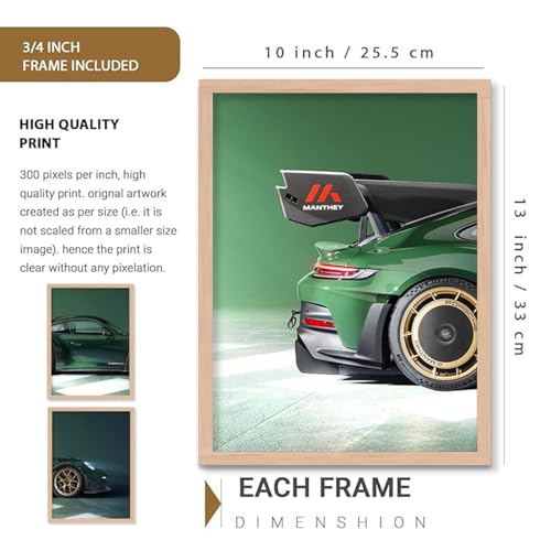 Image of TASVEE Car wall posters | set of 3 wall frames | posters for wall | Wall Decoration for Bedroom, Living Room & Office | Best Gift for Boys & Car Lovers (A9, MEDIUM 10X13, Framed)