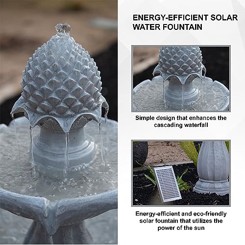 Image of XBrand 44'Inch Solar 2-Tier Outdoor Fountain with Panel and Pump, White